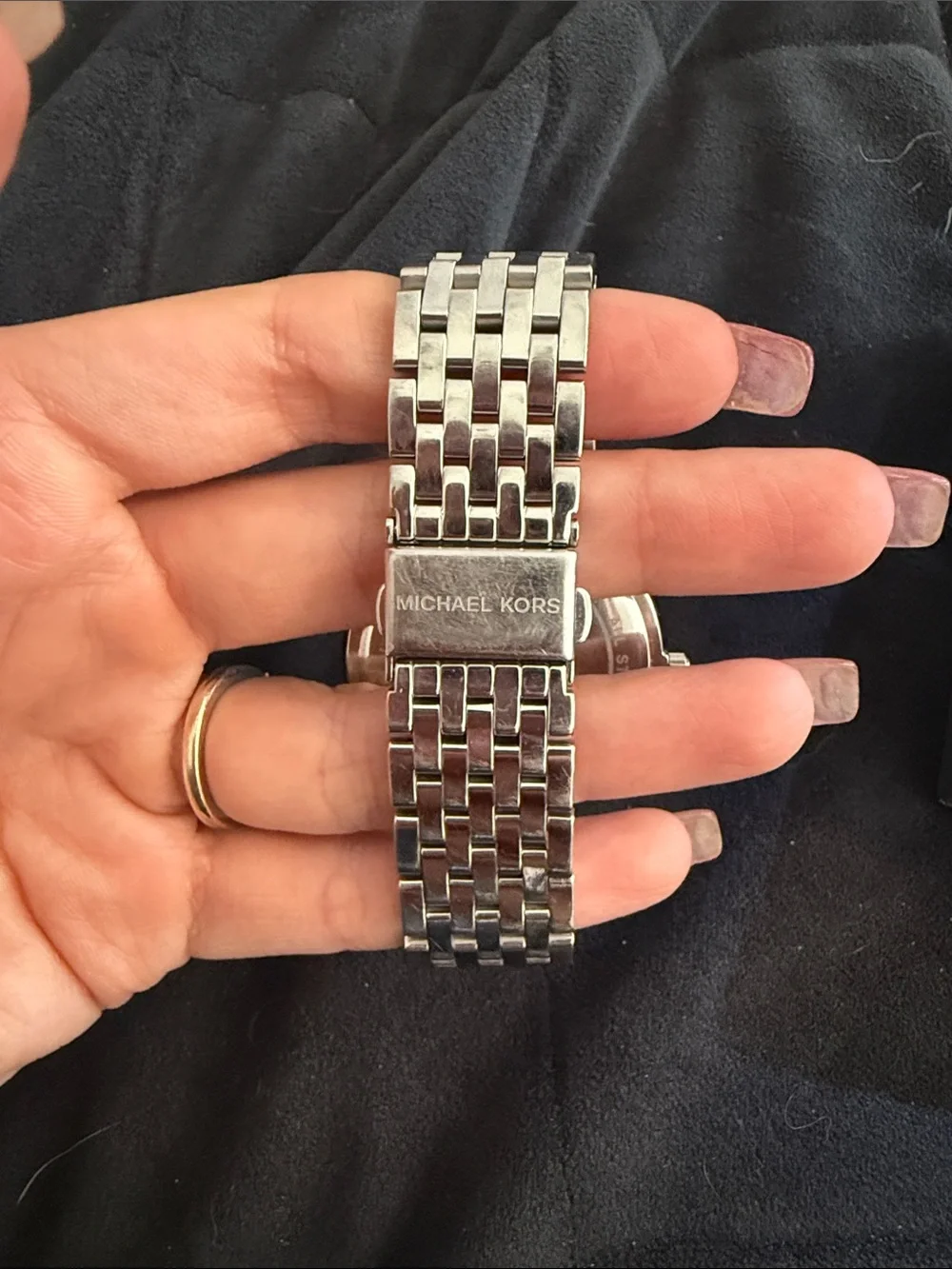 Michael Kors Silver Watch with Turquoise Dial and Crystal Bezel